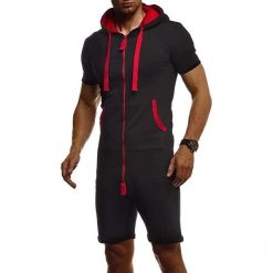 Grenouillère Homme Noir Manche Courte