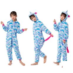 Grenouillère Licorne Bleu Ciel Enfant